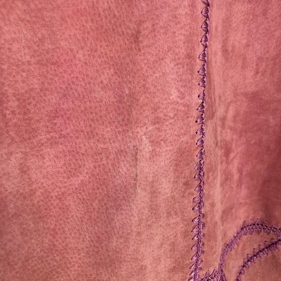 Y2K Vintage Mauve Pink Patchwork Pieced Leather Stitched Midi Skirt NWT size 12 - Picture 10 of 12